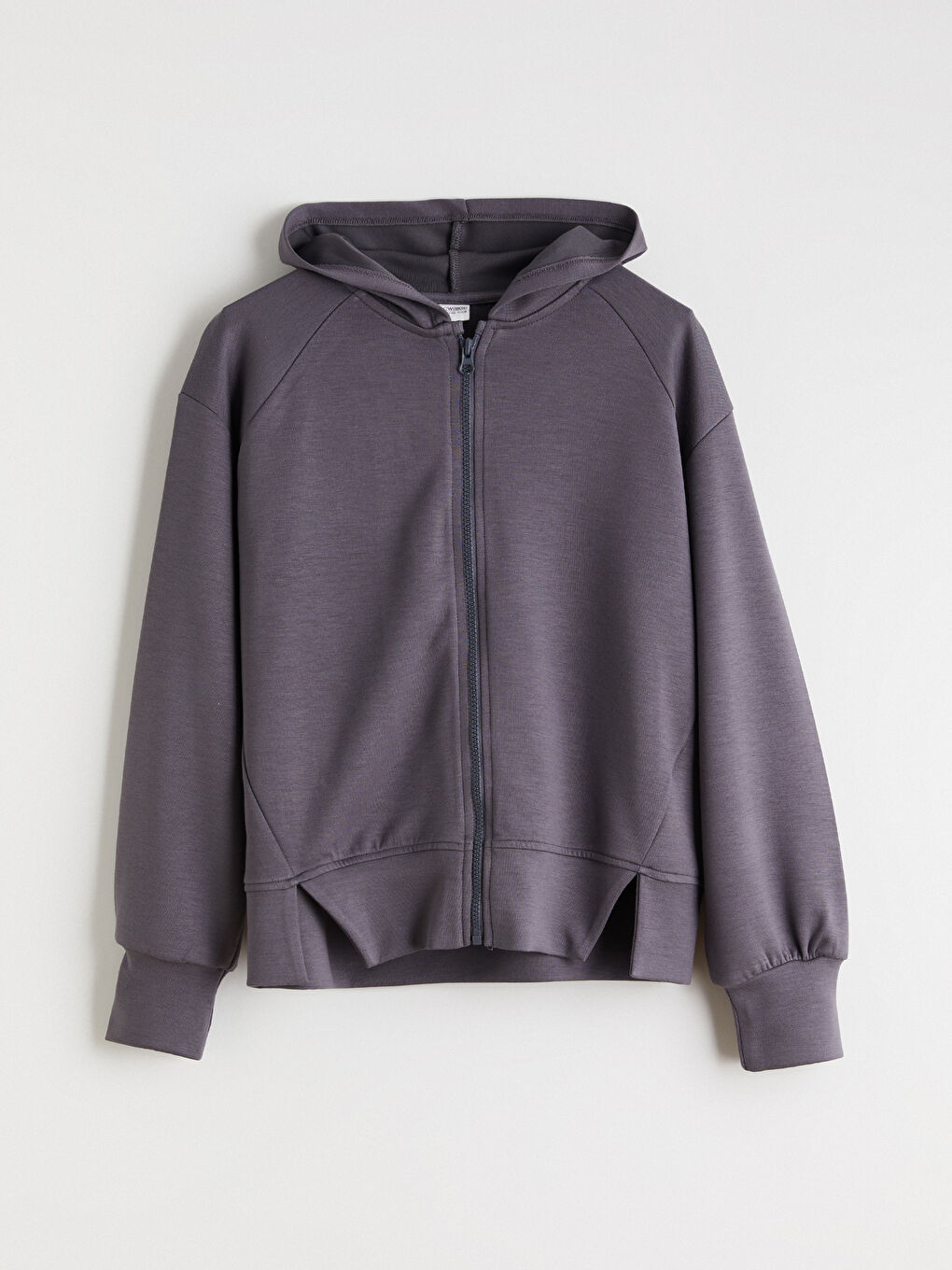 Antrasit Kapüşonlu Kız Çocuk Fermuarlı Sweatshirt