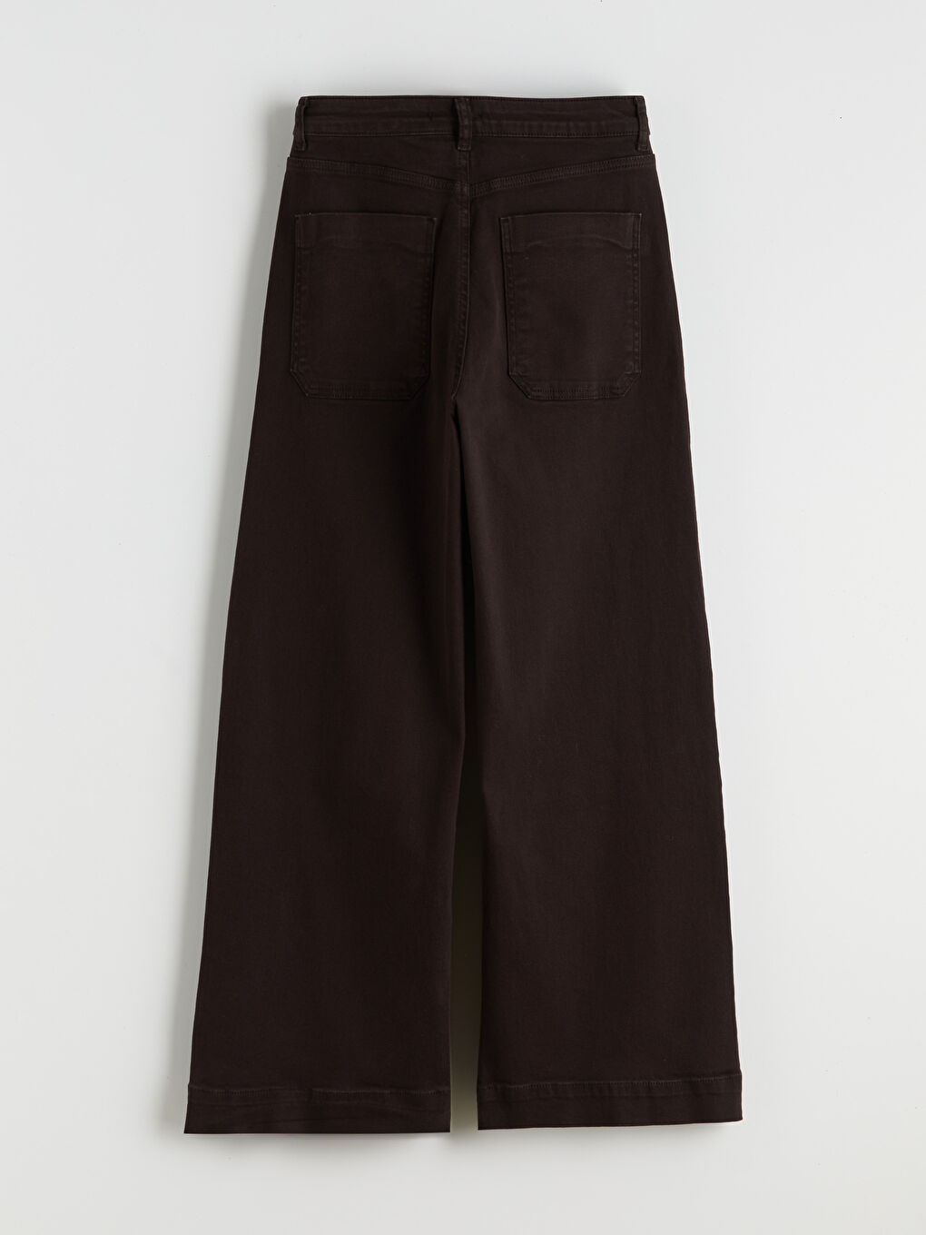 Kahverengi Wideleg Kadın Jean Pantolon-5