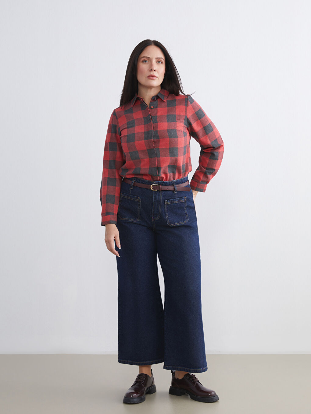 Woman BORDEAUX Flannel Shirt-1