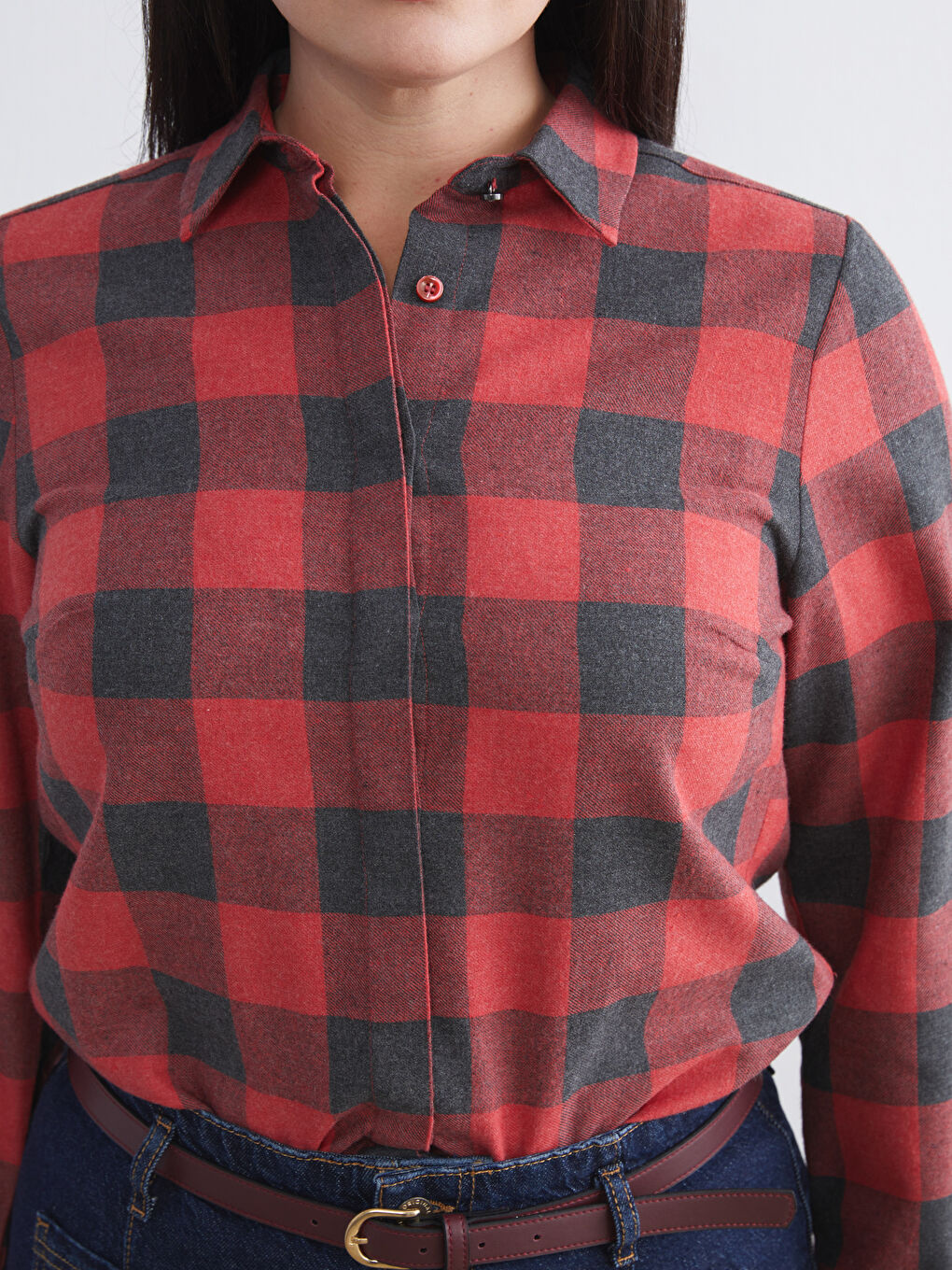 Woman BORDEAUX Flannel Shirt-2
