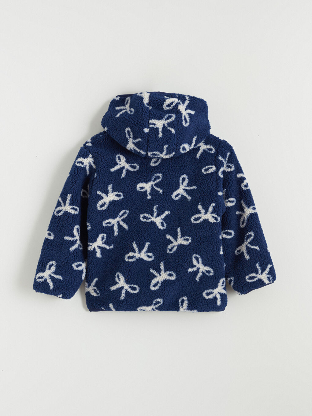 Lacivert Kapüşonlu Kız Çocuk Pelüş Mont-3