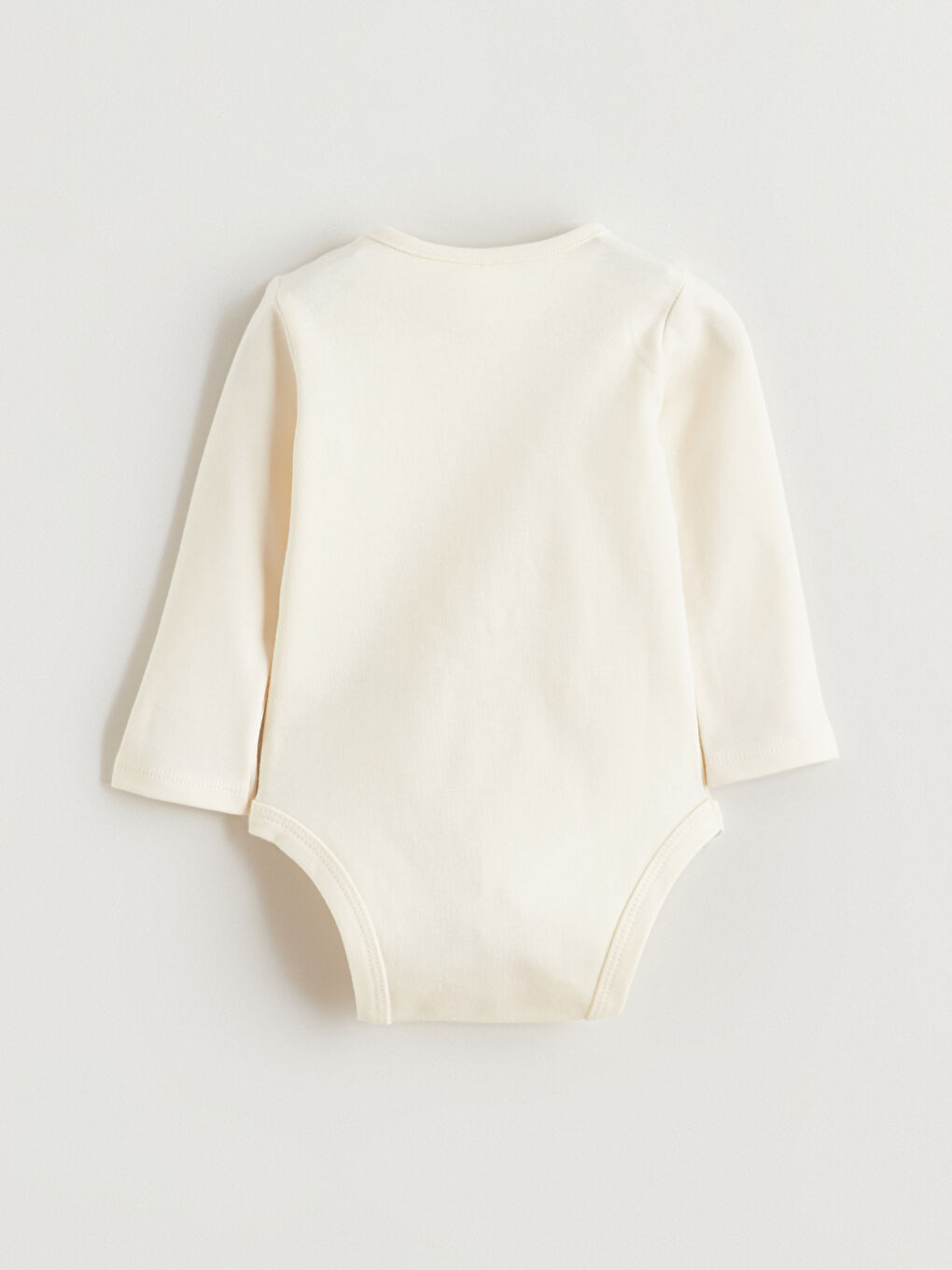 Ekru Bisiklet Yaka Uzun Kollu Baskılı Kız Bebek Çıtçıtlı Body Pantolon ve Saç Bandı 3'lü Takım-5