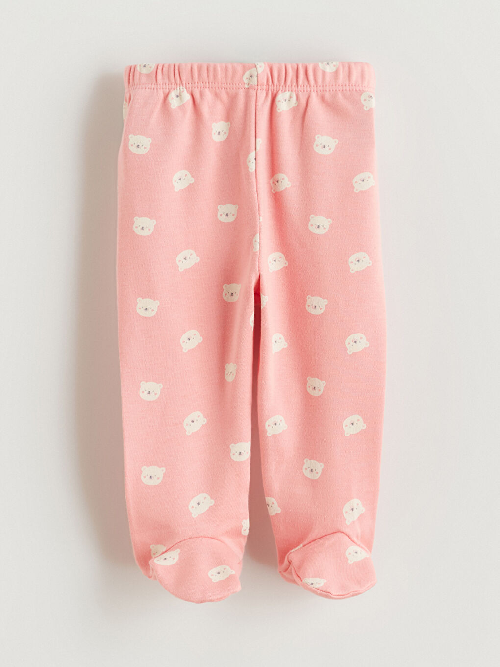 Ekru Bisiklet Yaka Uzun Kollu Baskılı Kız Bebek Çıtçıtlı Body Pantolon ve Saç Bandı 3'lü Takım-6