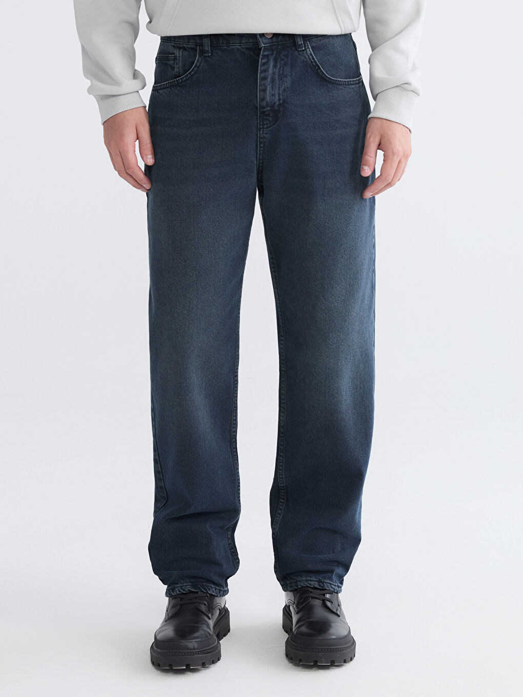 İndigo Baggy Fit Erkek Jean Pantolon-1