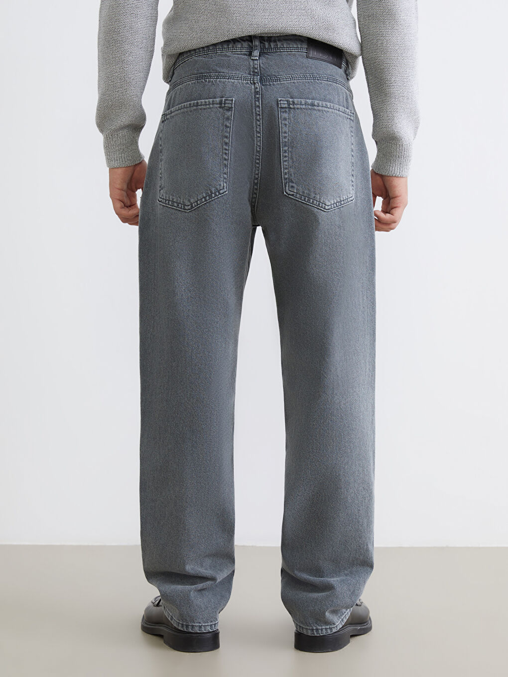 ерлерге арналған кең пішім джинс шалбар-3