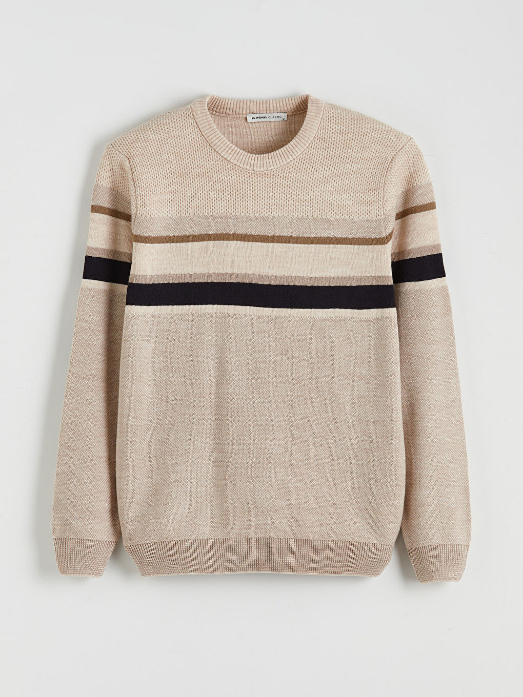 Πουλόβερ Πλεκτό Ριγέ Στρογγυλή Λαιμόκοψη για Άνδρες-4