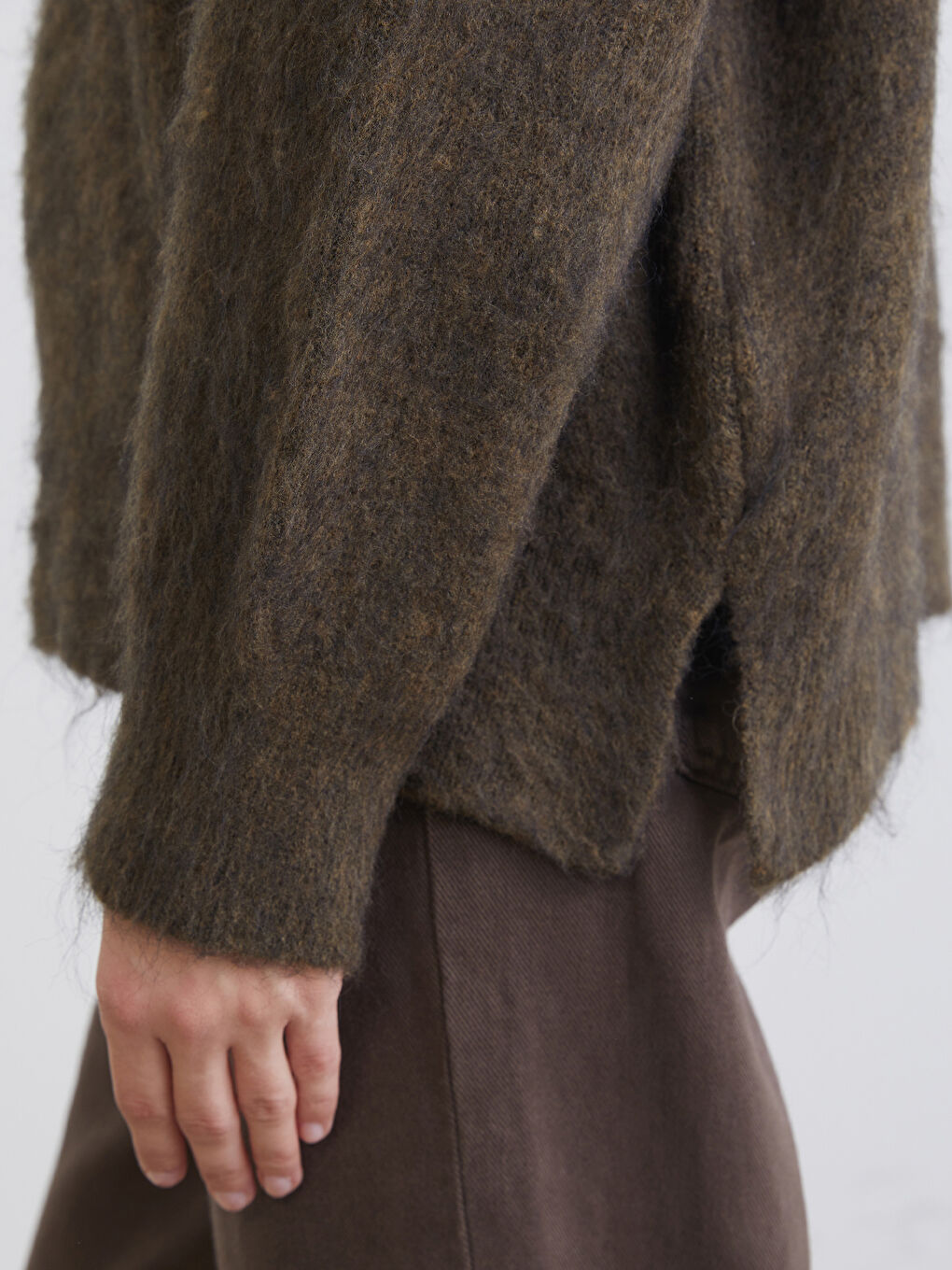 Haki Bisiklet Yaka Kadın Triko Kazak-2