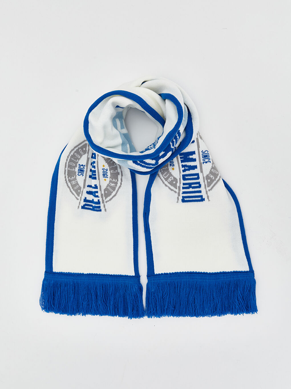 Beyaz Real Madrid Baskılı Erkek Atkı