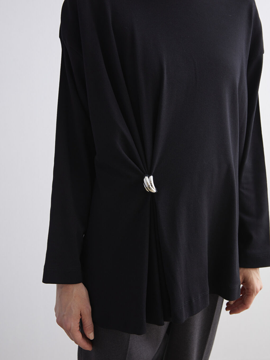 Crew Neck Ruched Women's Tunic-2