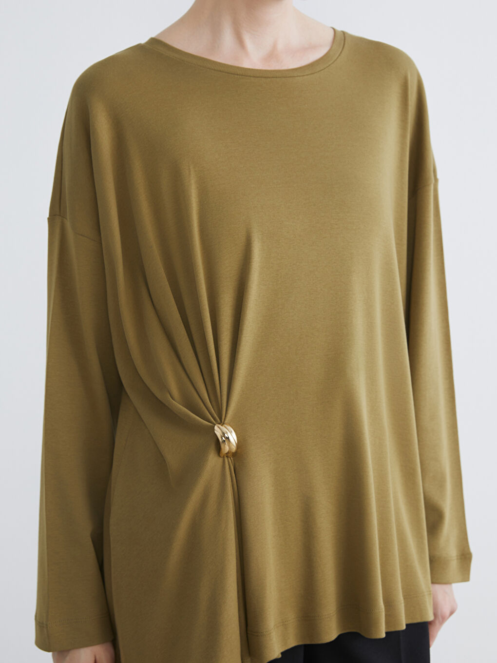 Yeşil Bisiklet Yaka Büzgülü Kadın Tunik-2