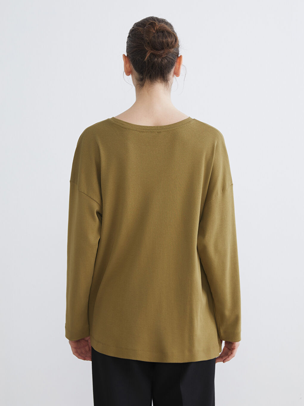 Yeşil Bisiklet Yaka Büzgülü Kadın Tunik-3