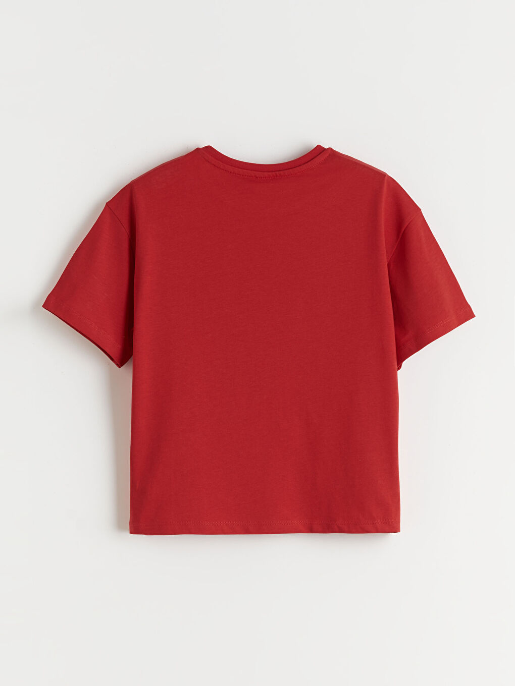 Kırmızı Bisiklet Yaka Baskılı Kız Çocuk Tişört-1