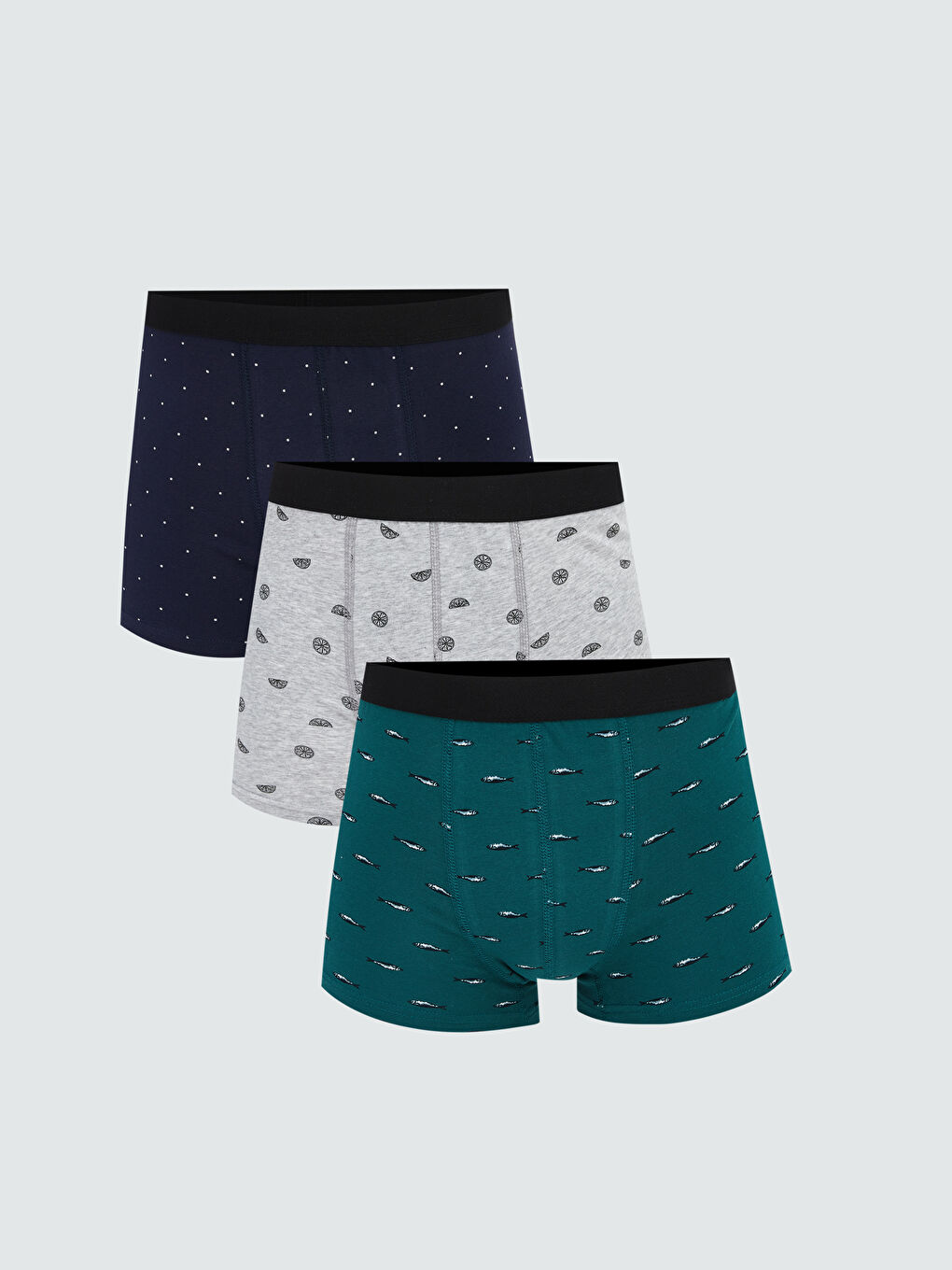 Petrol Standart Kalıp Pamuklu Esnek Erkek Boxer 3'lü