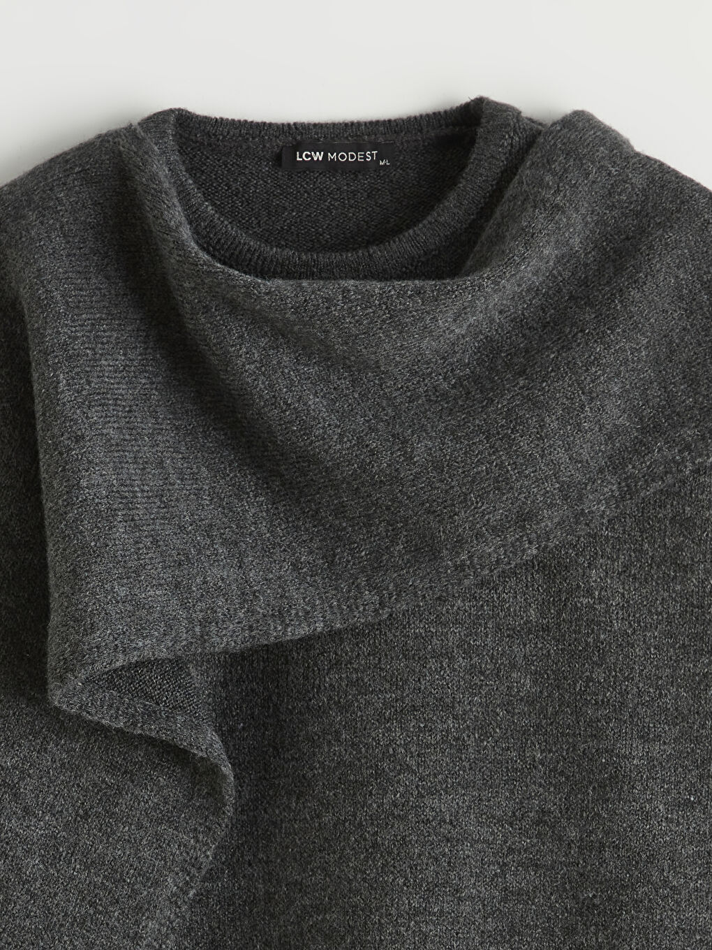 Antrasit Dökümlü Şal Yaka Oversize Kadın Triko Kazak	-6