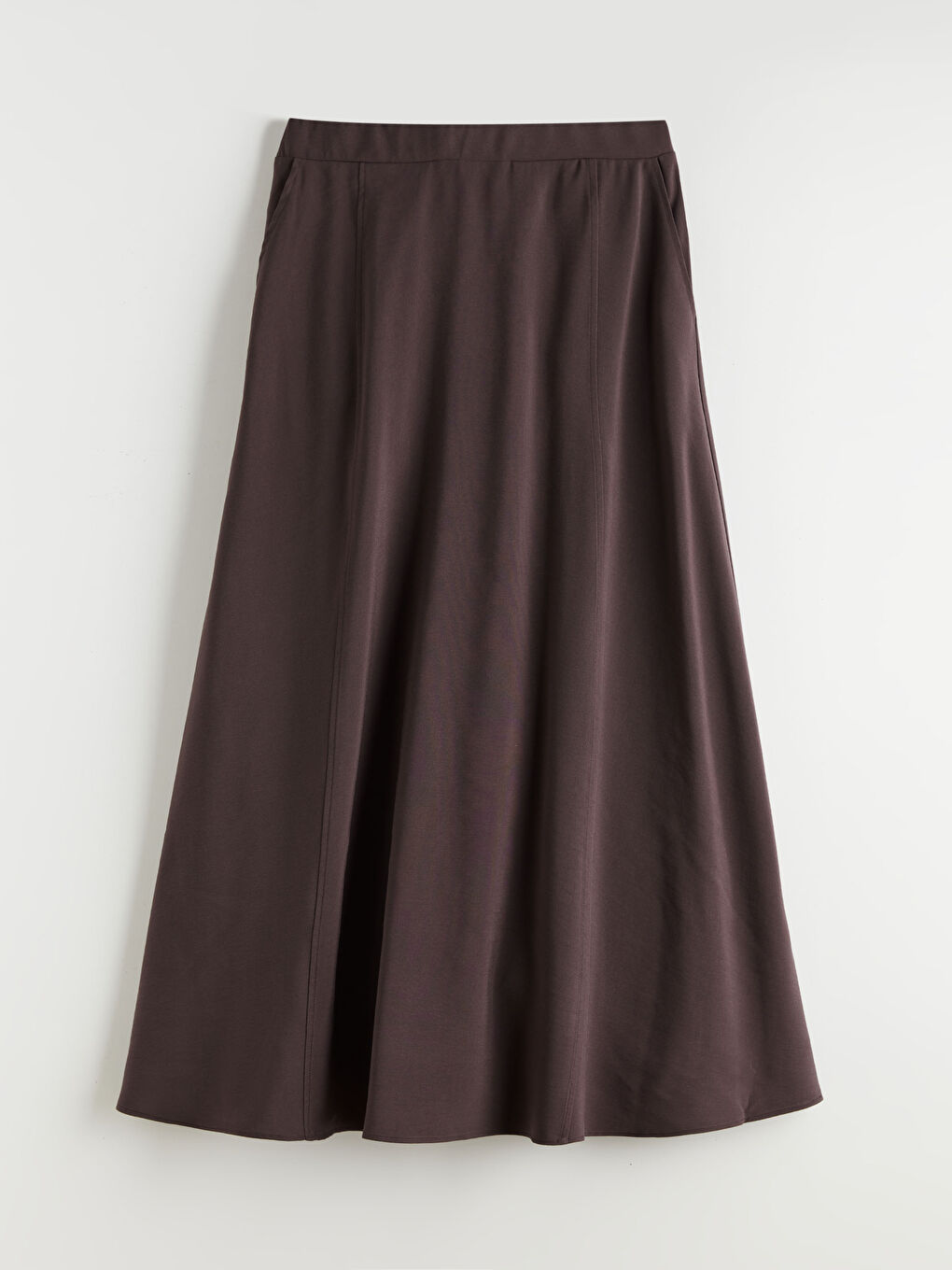 Kahverengi Büyük Beden Beli Lastikli A Kesim Etek-2