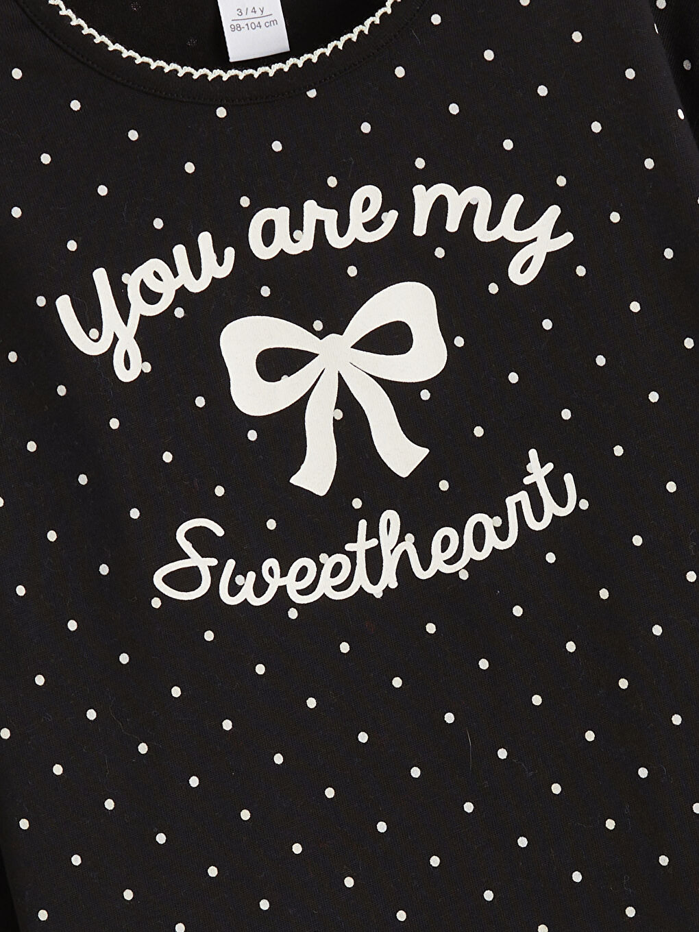 Crew Neck Ribbon Printed Girls' T-Shirt-1