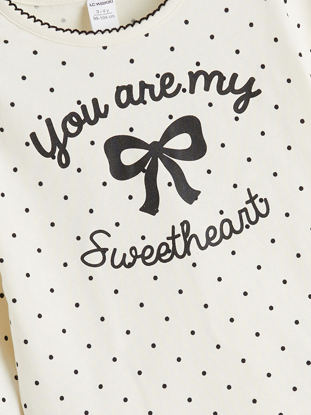 Crew Neck Ribbon Printed Girls' T-Shirt-1