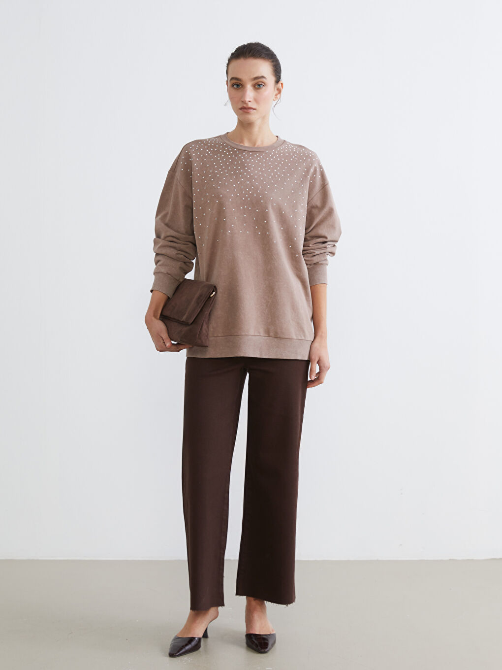 Женщины Коричневый Свитшот-1