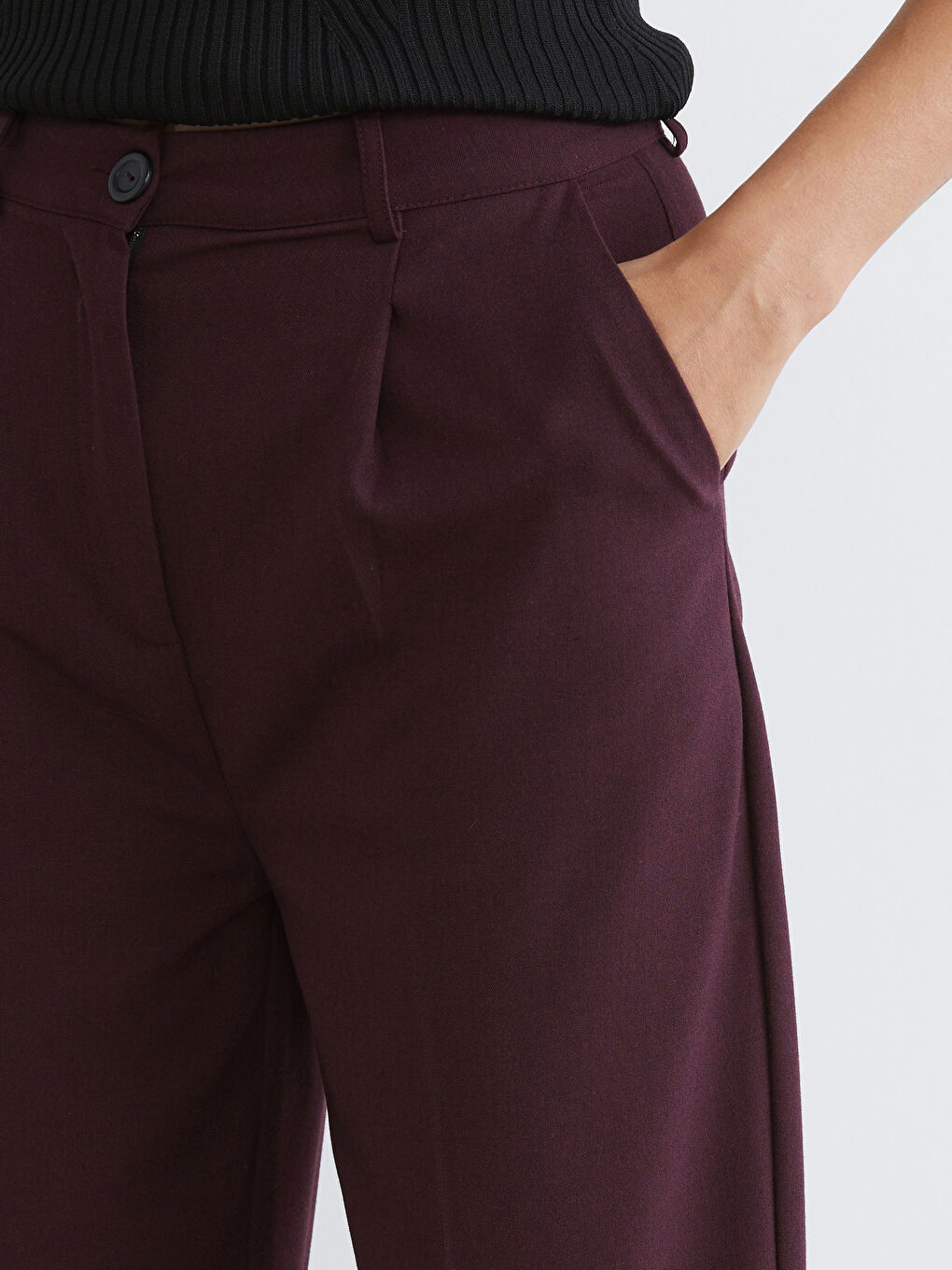 Mürdüm Carrot Fit Kadın Pileli Pantolon-2