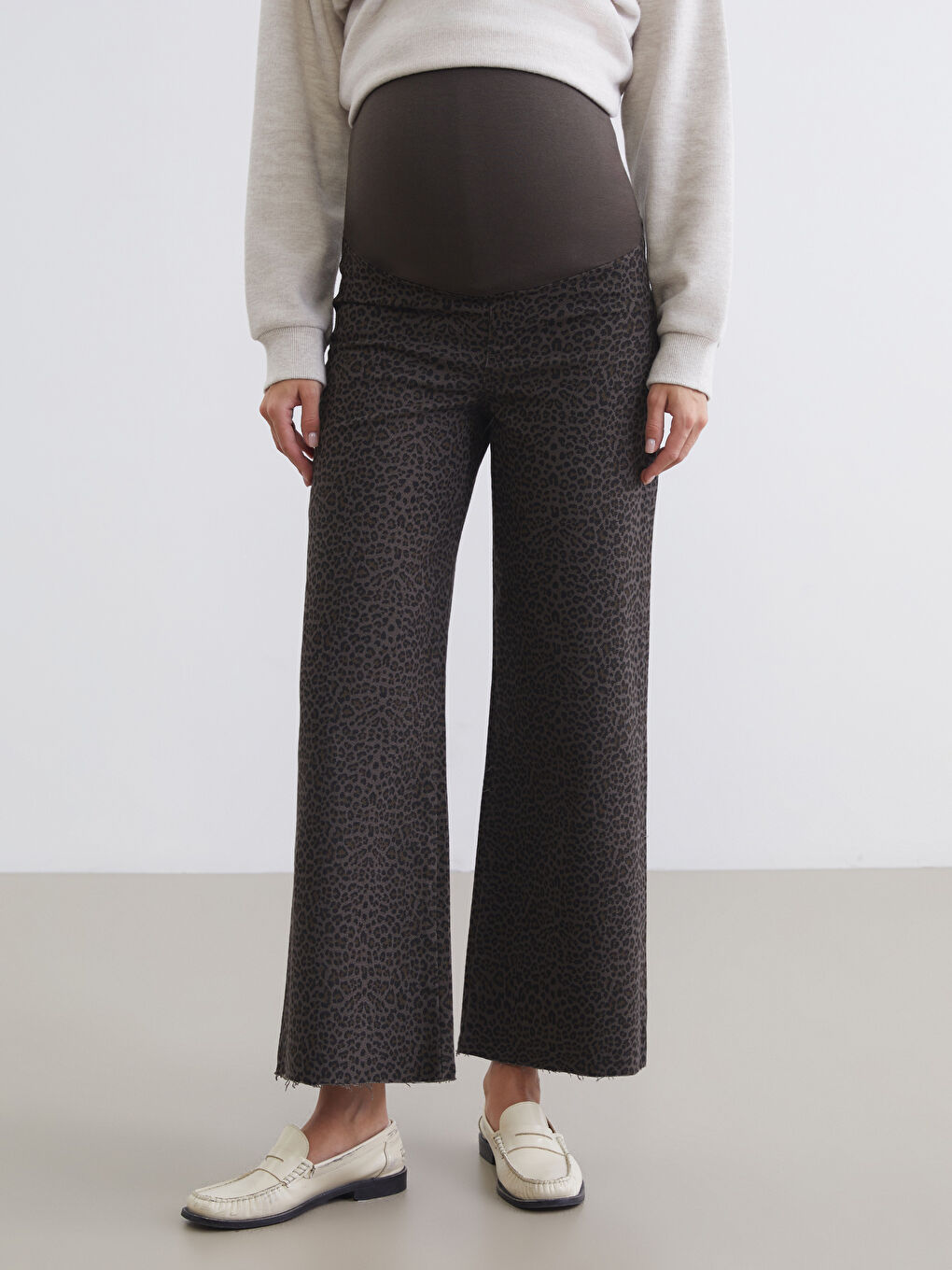 Belly Panel Leopard Print Women's Jeans-1