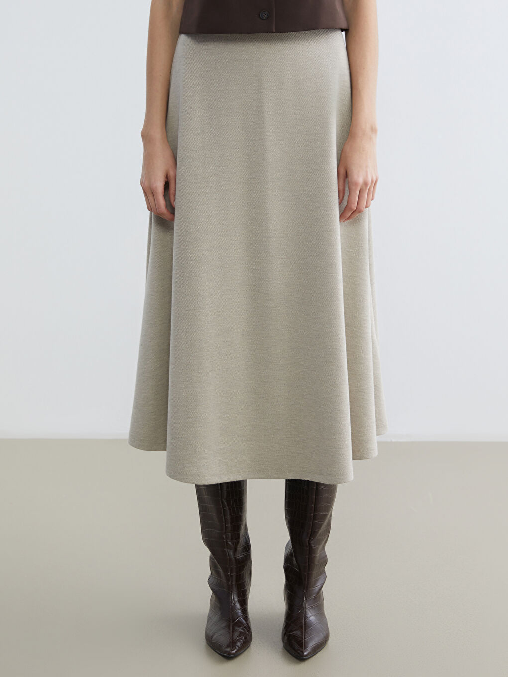 Bej Beli Lastikli A Kesim Etek-1