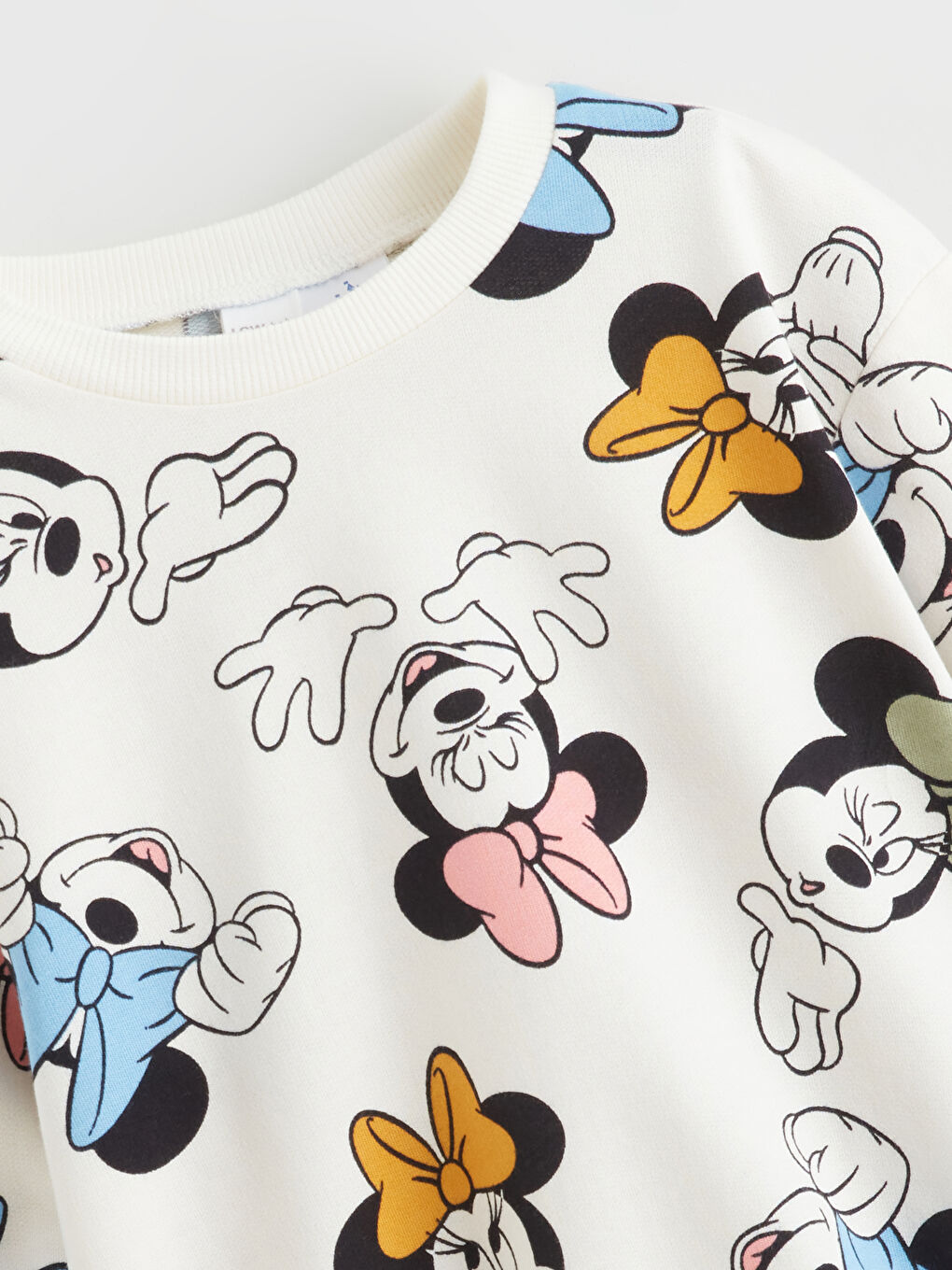 Ekru Bisiklet Yaka Minnie Mouse Baskılı Kız Bebek Sweatshirt ve Tayt-2