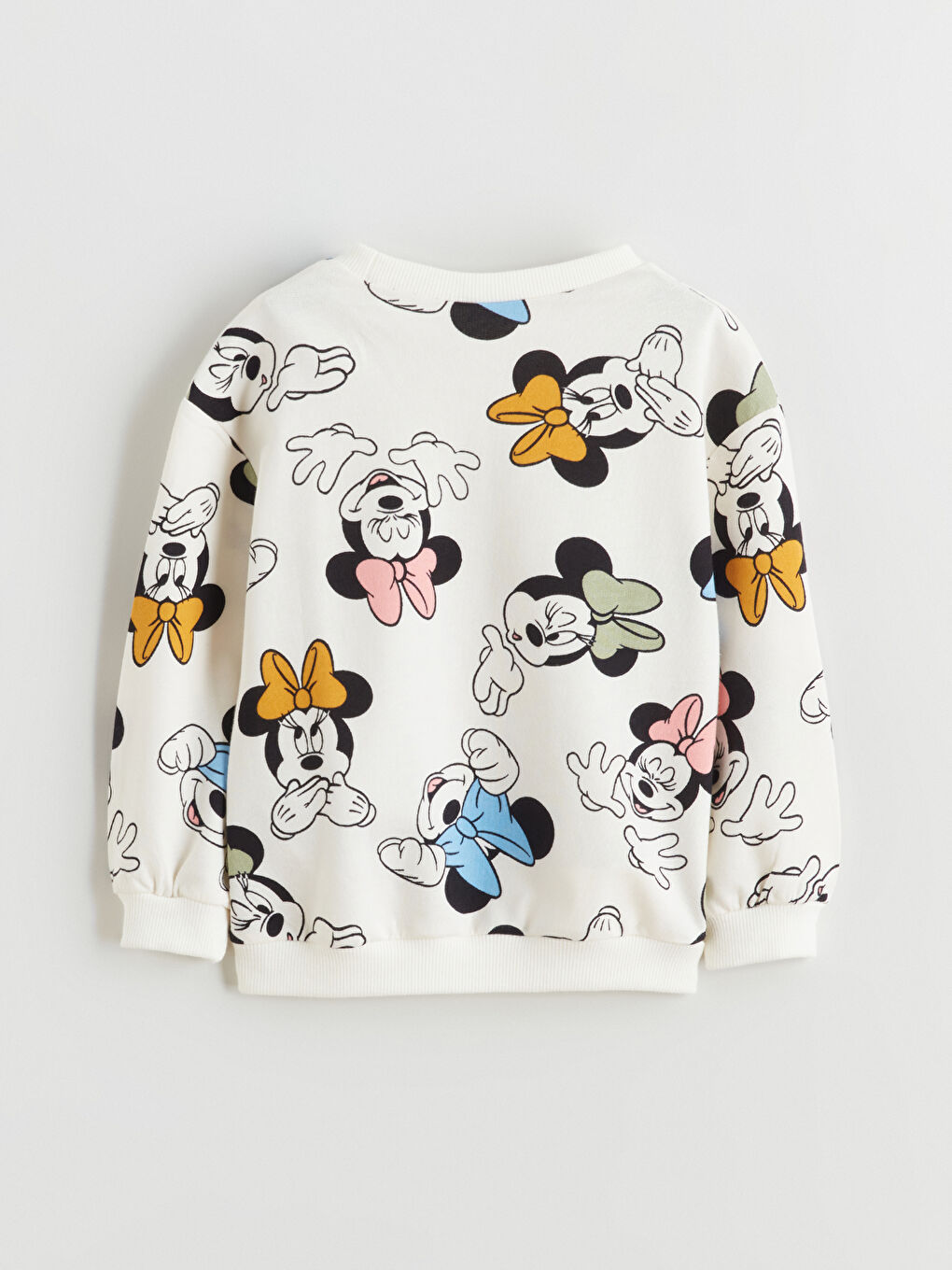 Ekru Bisiklet Yaka Minnie Mouse Baskılı Kız Bebek Sweatshirt ve Tayt-3