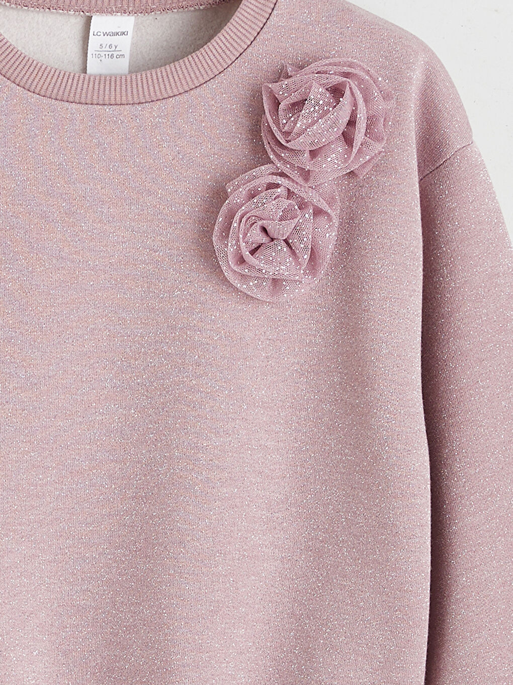 Свитшот с круглым вырезом, украшенный стразами, для девочек-2