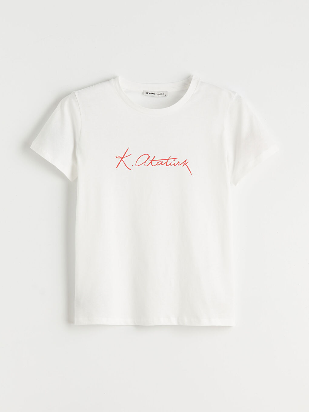 Ekru Bisiklet Yaka Atatürk Temalı Kadın Tişört-4
