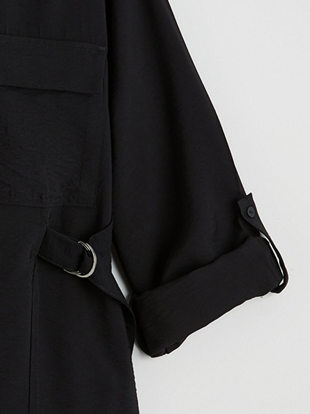 Siyah Loose Fit Kadın Gömlek-5