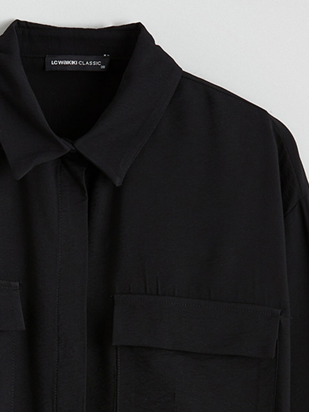 Siyah Loose Fit Kadın Gömlek-6