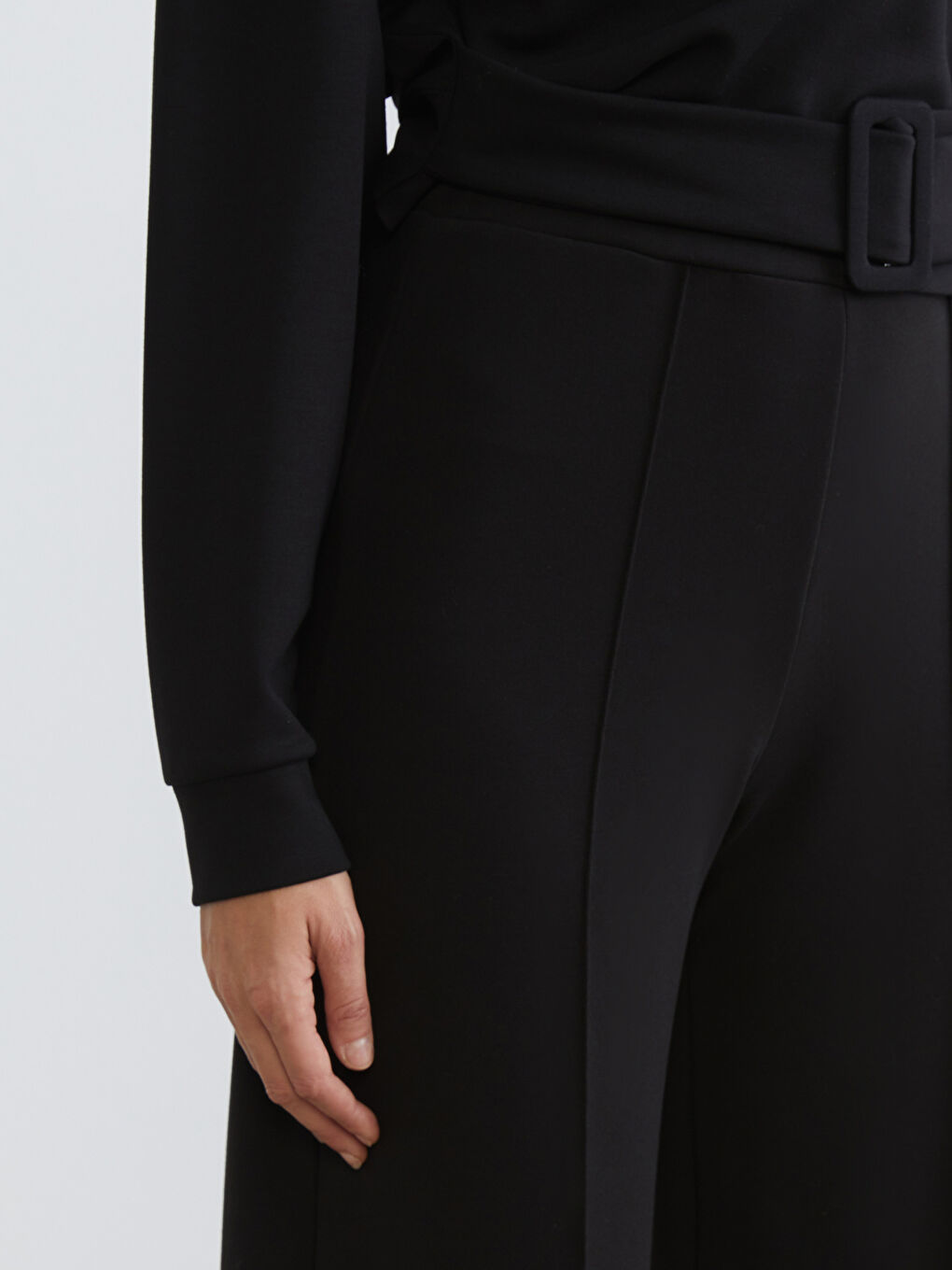 Siyah Yüksek Belli Kadın Eşofman Altı-2