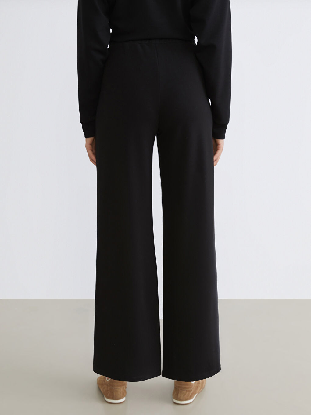 Siyah Yüksek Belli Kadın Eşofman Altı-3