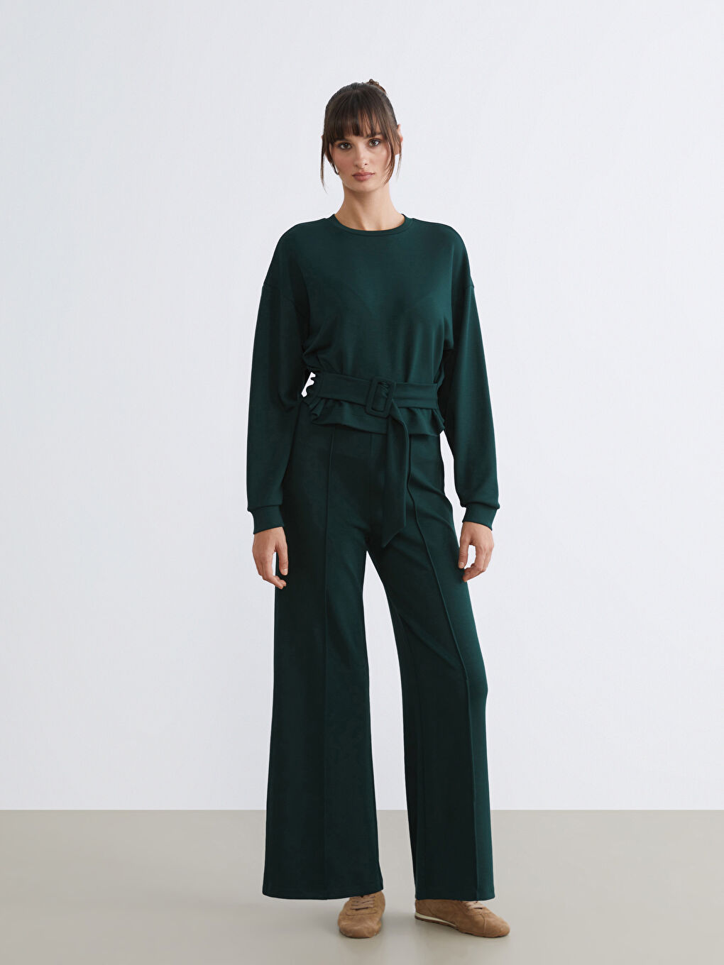 Petrol Yüksek Belli Kadın Eşofman Altı