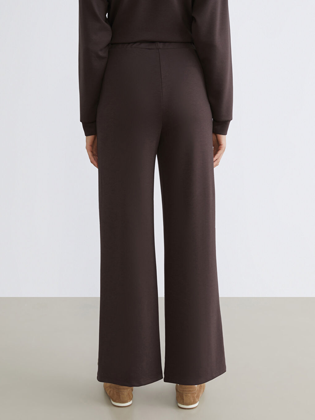 Kahverengi Yüksek Belli Kadın Eşofman Altı-3