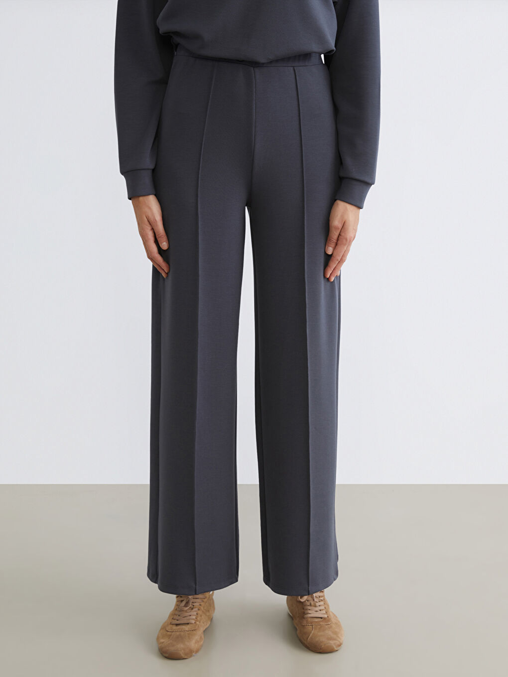 Antrasit Yüksek Belli Kadın Eşofman Altı-1