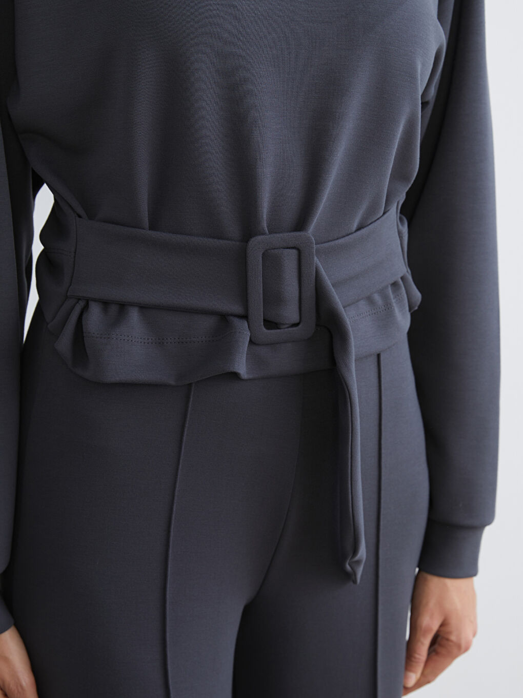 Belt Detailed Women's Sweatshirt-2