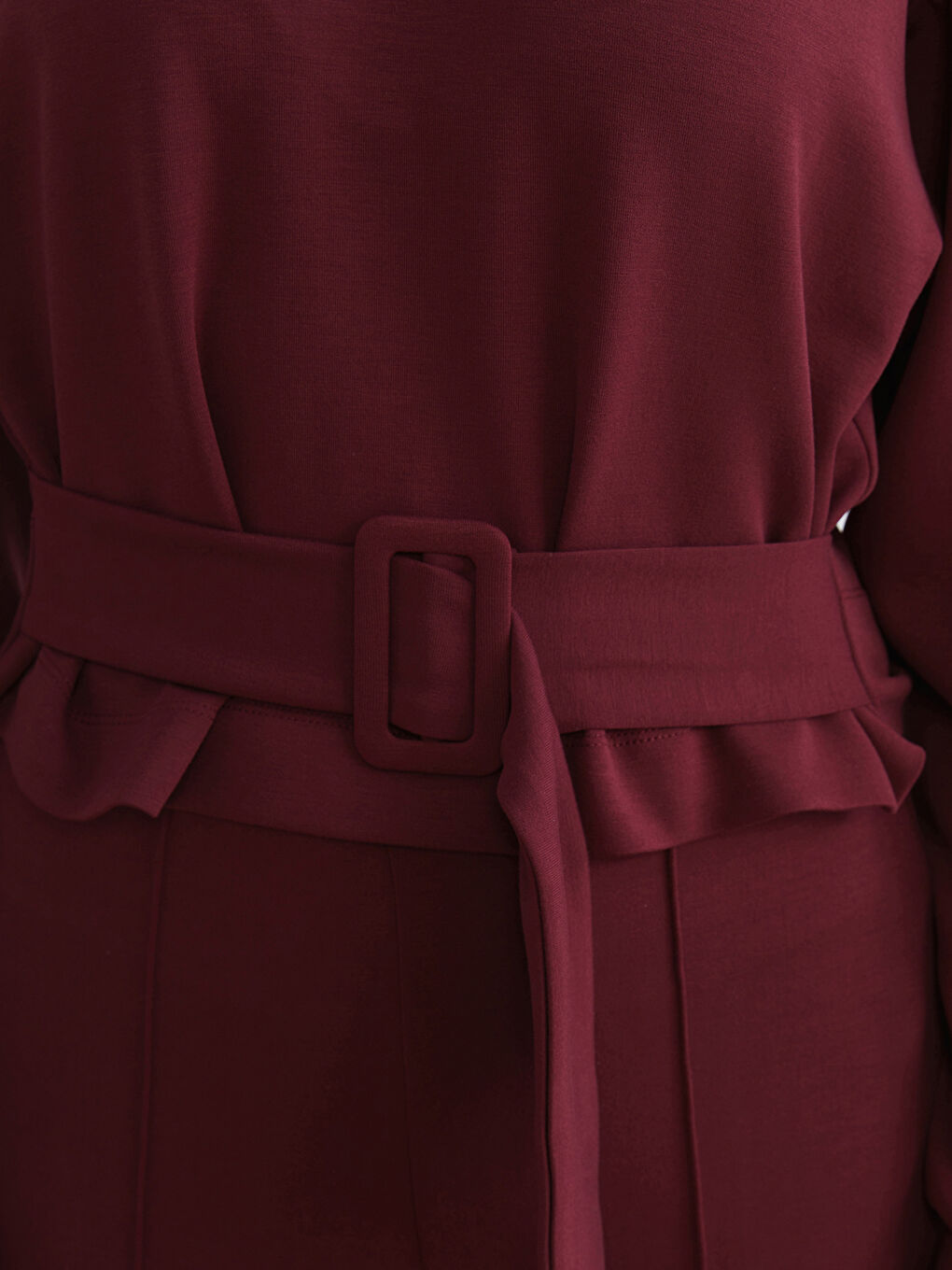 Bordo Kemer Detaylı Kadın Sweatshirt-1