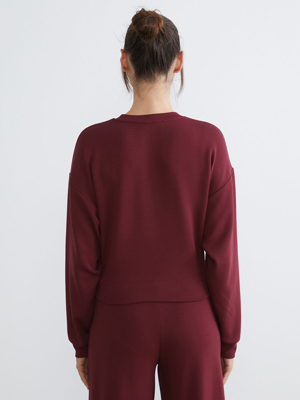 Bordo Kemer Detaylı Kadın Sweatshirt-3
