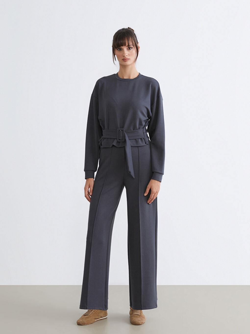 Belt Detailed Women's Sweatshirt-1