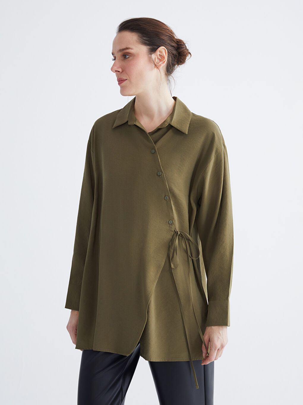 Košulja Tunika od Mešavine Modala za Žene-0