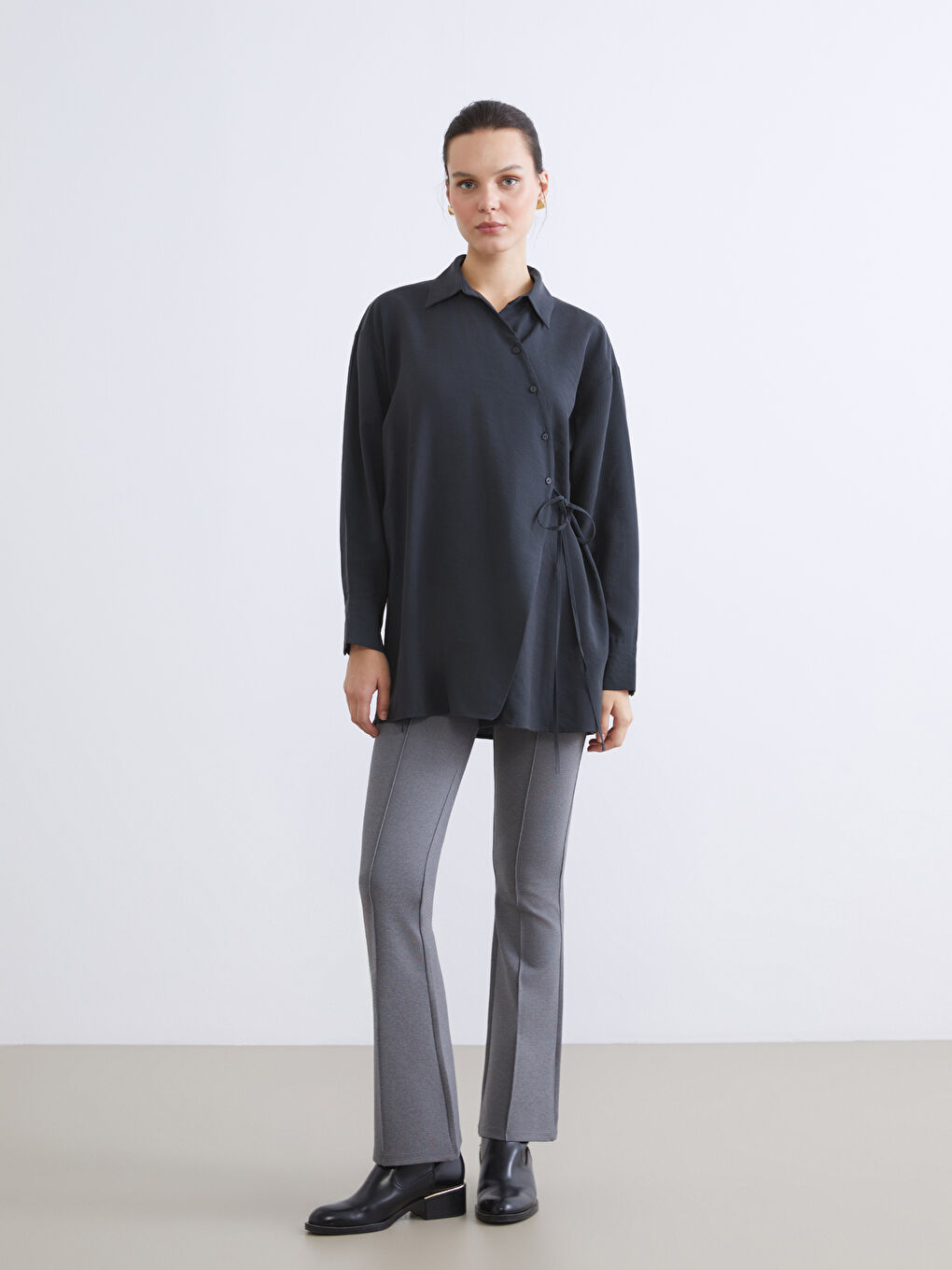 Košulja Tunika od Mešavine Modala za Žene-1