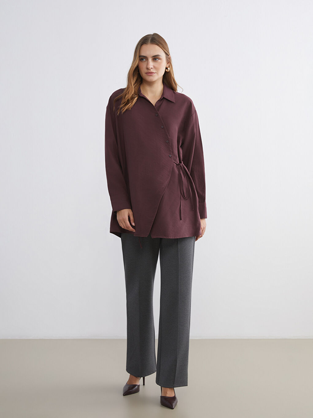 Košulja Tunika od Mešavine Modala za Žene-1