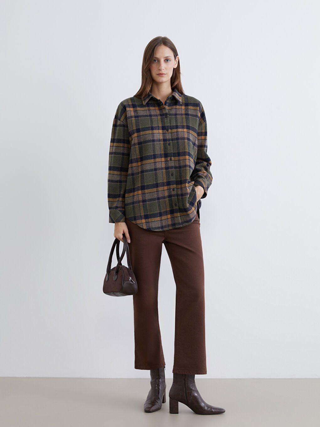 Karirana Prevelika Ženska Košulja-1