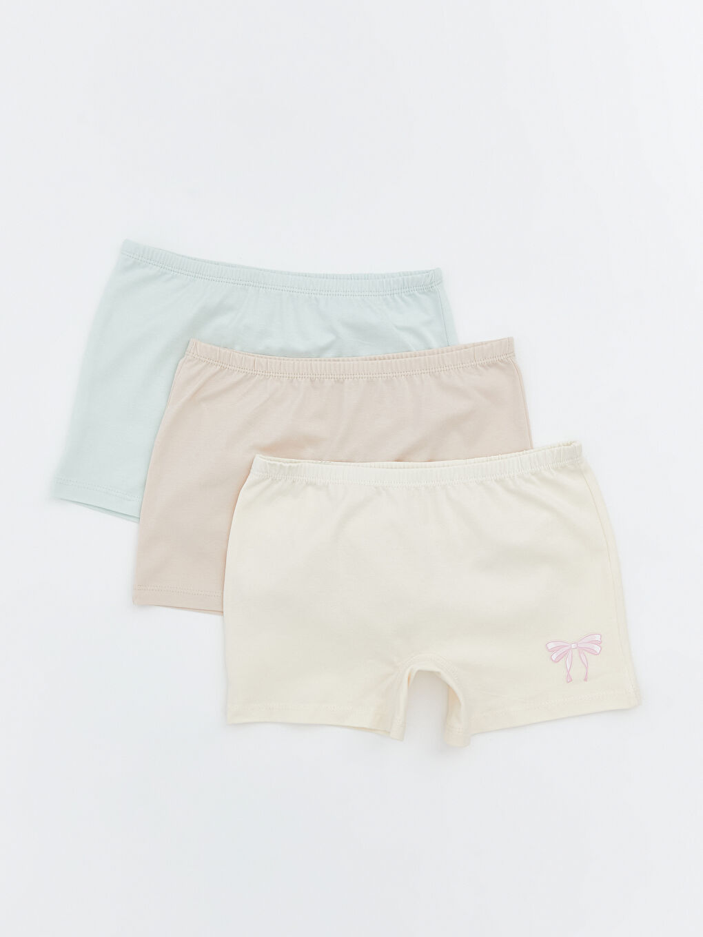 Ekru Baskılı Kız Çocuk Boxer 3'lü