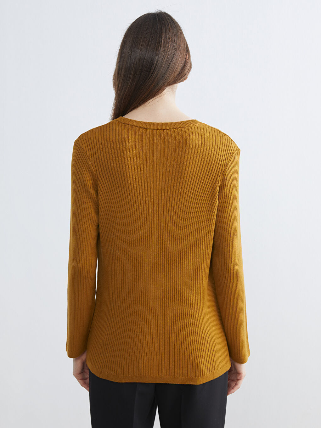 Sarı Bisiklet Yaka Kadın Triko Hırka-3