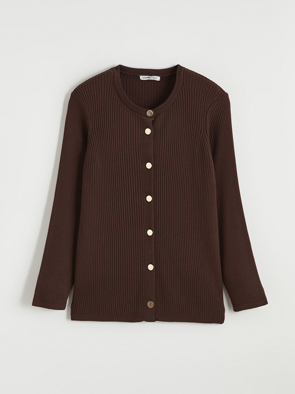 Kahverengi Bisiklet Yaka Kadın Triko Hırka-4