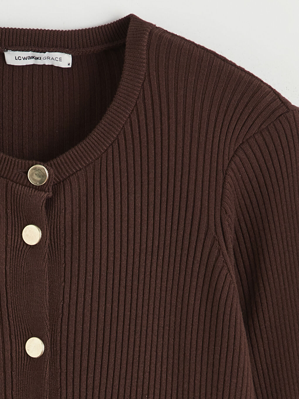 Kahverengi Bisiklet Yaka Kadın Triko Hırka-5