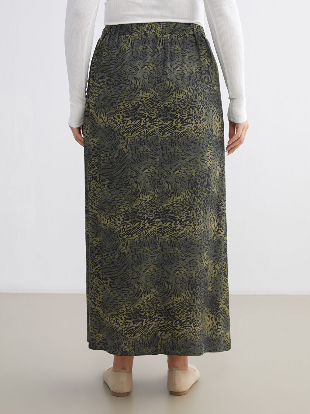 Haki Beli Lastikli A Kesim Etek-3