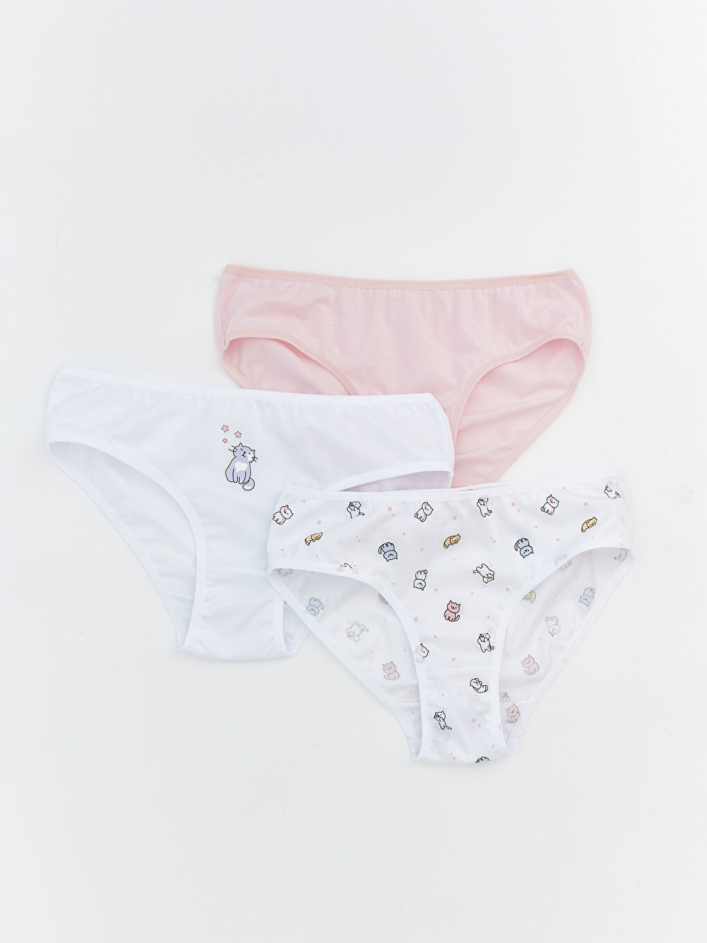 Beyaz Baskılı Kız Çocuk Külot 3'lü